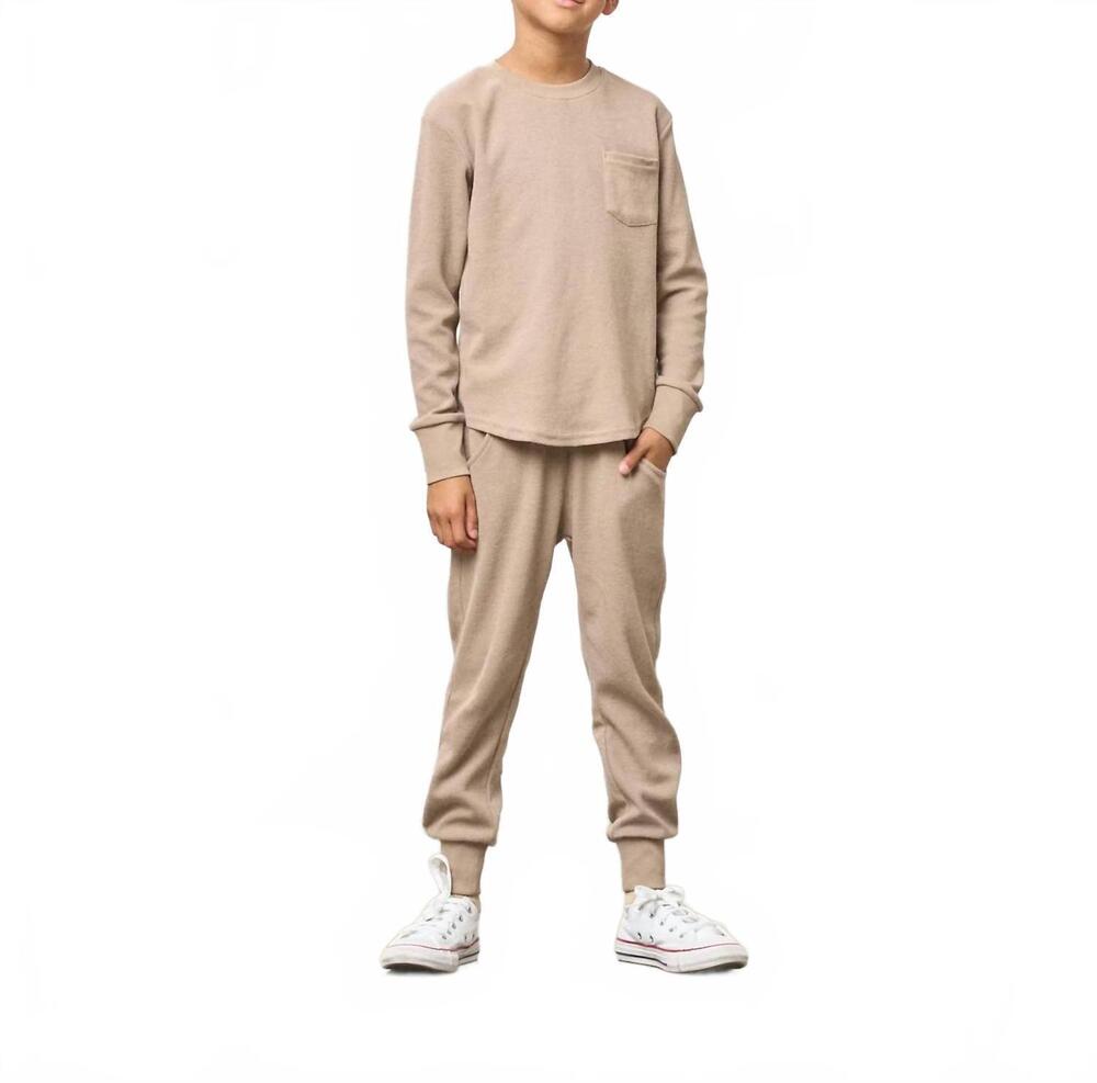 NEW LITTLE BIPSY boys waffle jogger in mushroom